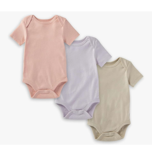 Burt's Bees Baby Unisex Baby 3-Pack Short Sleeve Bodysuits, 100% Organic Cotton