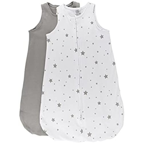 Ely's & Co.100% Cotton Wearable Blanket Baby Sleep Bag 2 Pack Grey Stars 6-12 Months