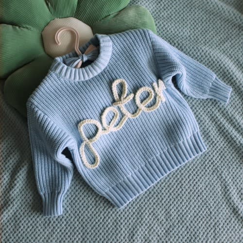 Custom Baby Name Sweater, Personalized Sweater for Baby, Hand Embroidered Name Sweater, First Christmas Gift, Newborn Gift, Baby Shower Gift