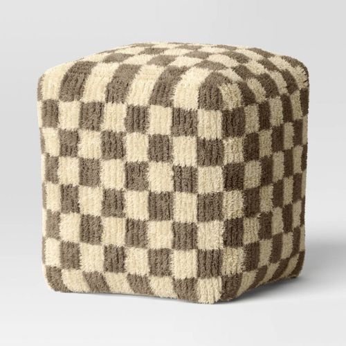 Checkerboard Pouf - Threshold™, Color: Cream/Brown