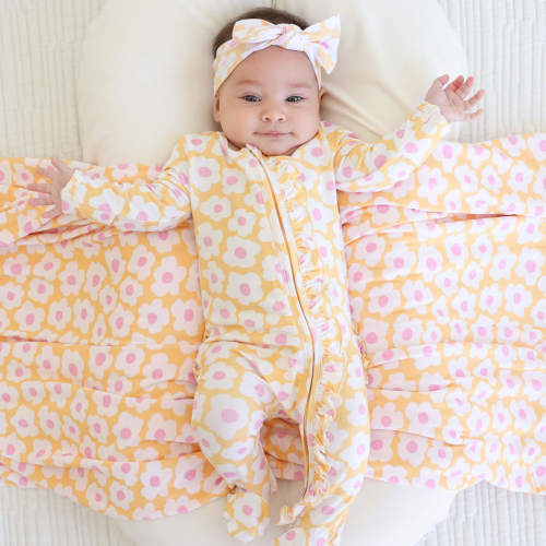 Sunshine Daisy Ruffle Zipper Footie