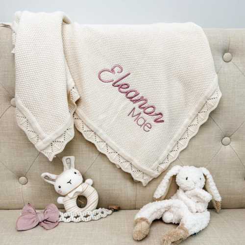 Embroidered Name Knit Blanket, Knitted Baby Name Blanket, Baby Name Blanket, Personalized Name, Name Blanket for Girl, Pink Girl Blanket - Etsy
