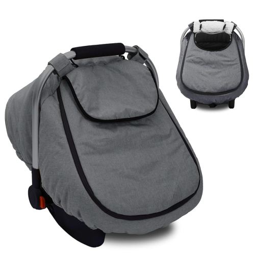 Winter Car Seat Cover Baby, Sherpa Fleece Infant Car Seat Cover, Waterproof Car Seat Canopy with Peeping Window, Warm Carseat Cover for Cold Weather, Universal Baby Carrier Cover for Baby Registry (Grey)