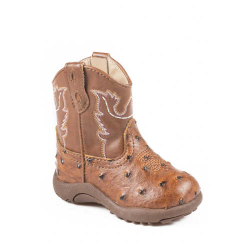 Roper "Cowbabies" Tan Faux Leather Ostrich Infant Boot