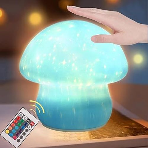 ANGTUO 16 Colors Mushroom Night Light Include Remote Control, Mushroom Lamp Dimmable and Rechargeable