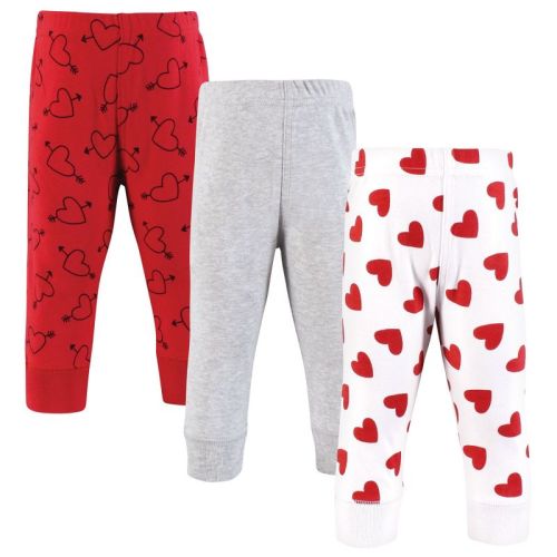 Hudson Baby Infant Girl Cotton Pants and Leggings, Love Hearts, 0-3 Months