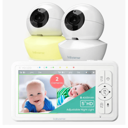 Babysense HD S2: Video Baby Monitor with 2 Cameras, Non Wifi, Split Sc