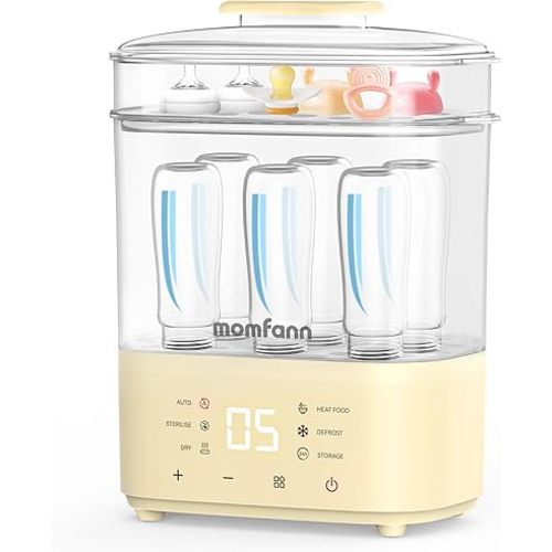 Bottle Sterilizer and Dryer, All-in-One Electric Steam Sterilizer Bottle Sanitizer for Baby Bottles, Pump Parts Accessories Newborn Essential (Yellow)