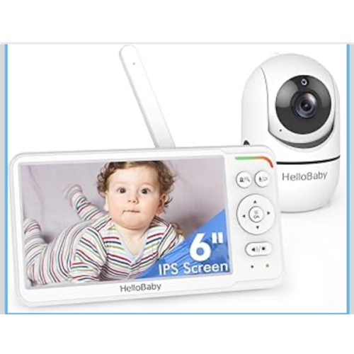 HelloBaby Baby Monitor 6" World First IPS Screen 30H Battery, Secure No WiFi, Pan Tilt Video Camera with Night Vision, VOX, 2-Way Talk, 1000ft, Portable Video Audio Monitor Ideal for Mom, Elderly, Pet
