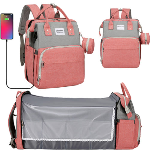 Diaper Bag Backpack, Diaper Bag with Changing Station, Large Capacity Baby Backpack for Traveling with Insulated Milk Bottle Pocket?Pink?