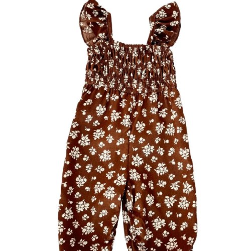Paisley Smocked Ruffled Jumpsuit