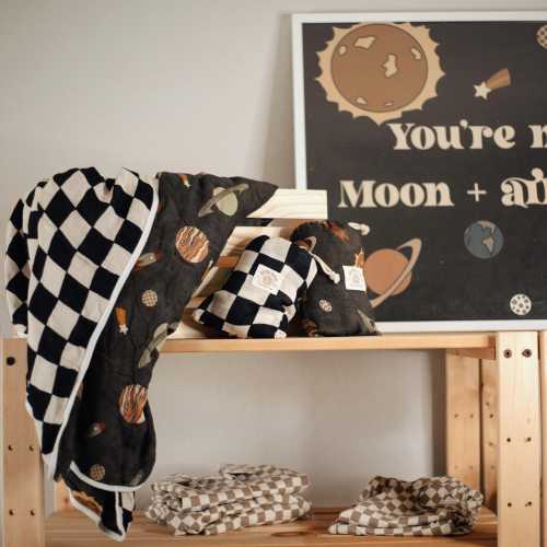 Galactic Baby Quilt - Space Themed Muslin Blanket for Nursery