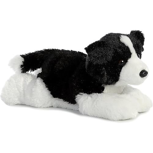 Aurora® Adorable Flopsie™ Border Collie Stuffed Animal - Playful Ease - Timeless Companions - Black 12 Inches