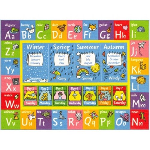 KC CUBS Boy & Girl Kids ABC Alphabet, Seasons, Months & Days Educational Learning & Fun Game Play Nursery Bedroom Classroom Rug Carpet, Size: 5'3"x6'6"