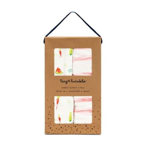 Tiny Twinkle Kaffle Swaddle Blanket 2-pack, Soft And Silky Baby Blanket For Newborns (47" X 47", White, Fruits)