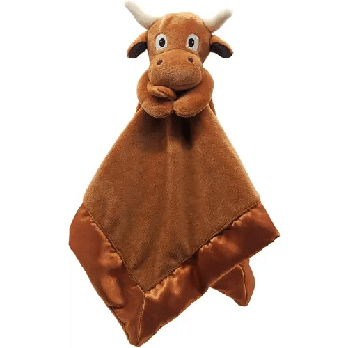 Yikes Twins Longhorn Lovey Blanket for Baby | Large 20" x 20" Baby Lovey for Girls or Boys | Cute Longhorn Security Blanket for Babies and Toddlers