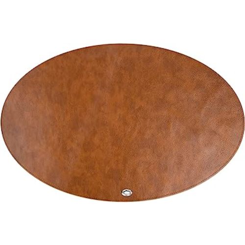 Linkidea Vegan Leather Splat Mat for Under High Chair - Floor Protector for Kids, Reusable Infant Food Splash Spill Mat, Portable Picnic Blanket Outdoor (Brown)