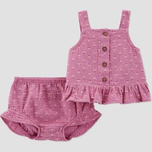 Carter's Just One You® Baby Girls' Geo 2pc Top & Bottom Set - Purple 6M