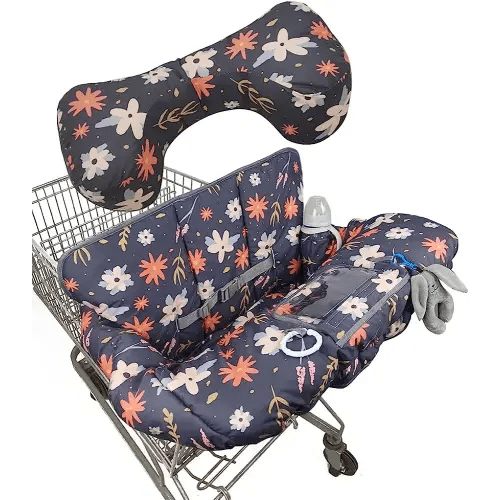 Shopping Cart Cover for Baby/Toddler, Cozy High Chair Cover, with Removable positioner, Dark Blue