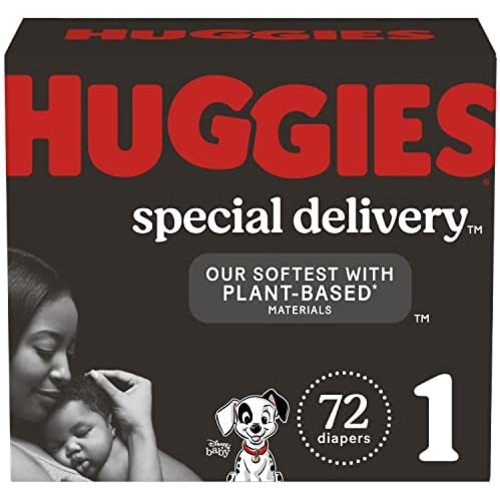 Hypoallergenic Baby Diapers Size 1 (8-14 lbs), Huggies Special Delivery, Fragrance Free, Safe for Sensitive Skin, 72 Ct