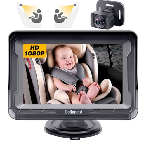 DoHonest Baby Car Camera HD 1080P - Rear-Facing Car Baby Monitor with Night Vision, Adjustable View Angle, Easy Setup, Anti-Glare Display, Safety for Kids & Infants
