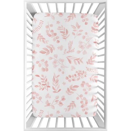 Sweet Jojo Designs Girl Baby Fitted Mini Crib Sheet Botanical Pink and White