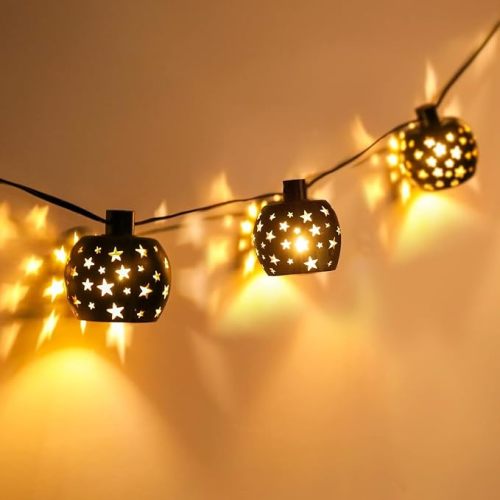 Vigdur Lantern String Lights, 10 G40 Bulbs Star String Lights, 11FT