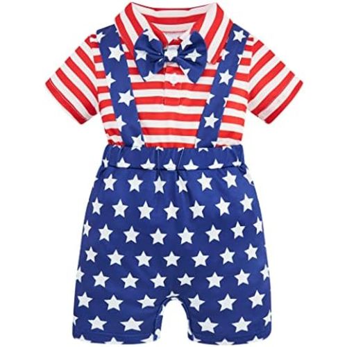 BFUSTYLE Baby Boy Romper 2 in 1 Outfits 0-24 Months Short Sleeve Bodysuit with Bowtie