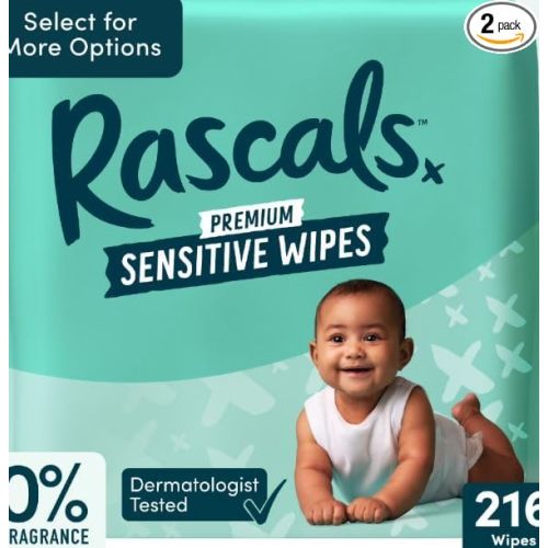 Rascals Premium Unisex Baby Wipes, (Select Your Count) (108 * 2 Count)