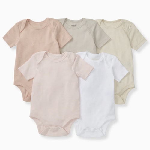Solid Organic Cotton Short Sleeve Baby Bodysuits 5 Pack - Pink Sand – Burt's Bees Baby (6-9)