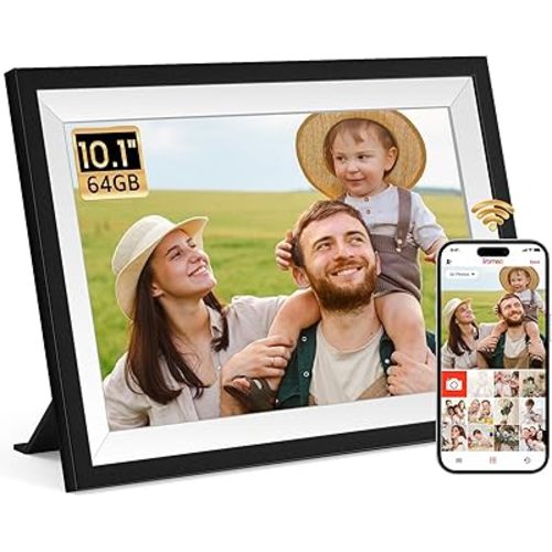 Frameo Digital Picture Frame 10.1 Inch Smart WiFi Digital Photo Frame with 64GB Memory, Electronic Picture Frame with 1280x800 IPS Touch Screen, Auto-Rotate&Slideshow, Easy Setup to Share Photo&Video