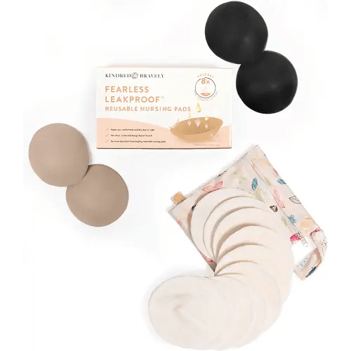 Kindred Bravely Fearless Leakproof Breast Pad 4-Pack & Organic Washable Breast Pads 10-Pack Bundle