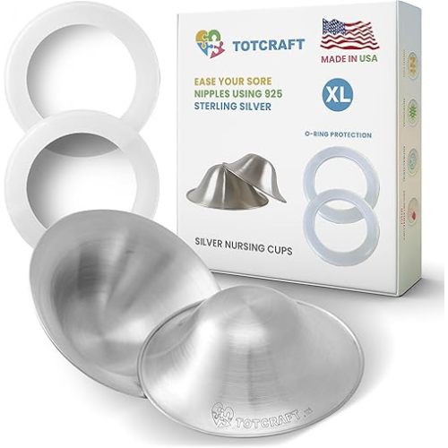 Made in USA, The Original Nursing Silver Cups, Nipple Shields for Nursing Newborn, Nipple Cover Breastfeeding, Silver Nursing Cups for Sore Nipples, Silver Nipple Shield, Silver Cups Breastfeeding