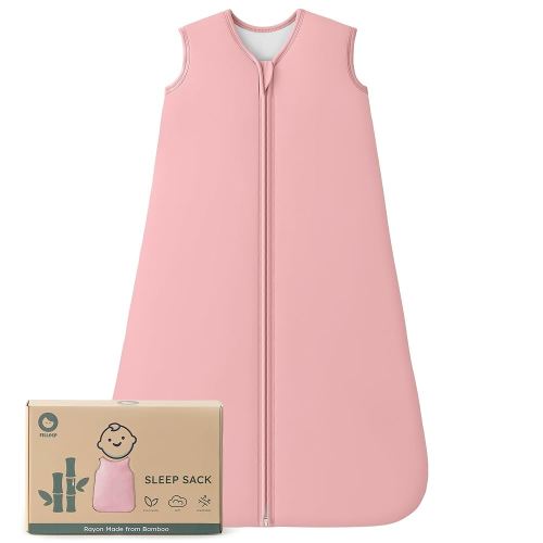 Rayon Made From Bamboo Baby Sleep Sack, SuperSoft 6-12 Months 1.0 Tog Baby Wearable Blanket, Sleeping Sack for Toddler Infant with 2-Way Zipper, Lightweight & Roomy, Pink