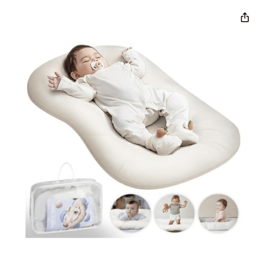 Baby Lounger, Bionic Design Baby Nest Sleeper, Baby Lounger for Newborn 0-24 Months, Soft Organic Cotton Breathable Lounger Pillow for Infants (White Baby Lounger)
