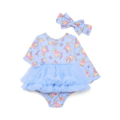 Winnie the Pooh Baby Girls Print Tutu Bodysuit and Matching Headband, 2 Piece, Sizes Newborn-24M