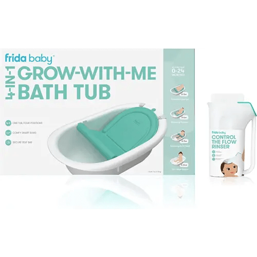 Frida Baby 4-in-1 Grow-with-Me Bath Tub & Control The Flow Rinser Cup Bath Time Kit