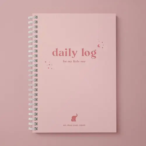 Baby Daily Log Book, Track and Monitor Newborn Nursing, Sleep, Diaper and Milestones. Gift for New Parents, Grandparents, Babyshower, Nanny or Daycare - Hardcover Spiral Leather A5 (Pink)
