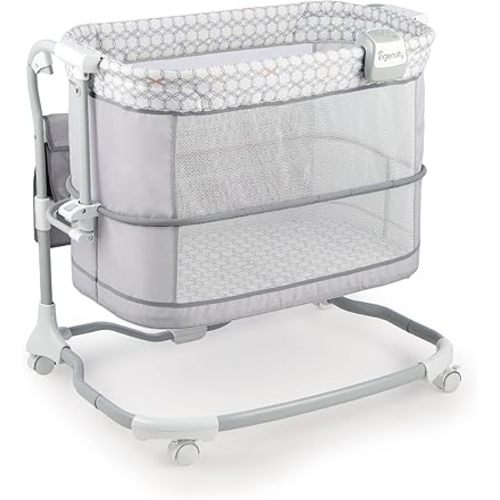 Ingenuity Dream & Grow Bedside Baby Bassinet 2-Mode Crib 0-12 Months, Adjustable Height - Dalton (Grey)