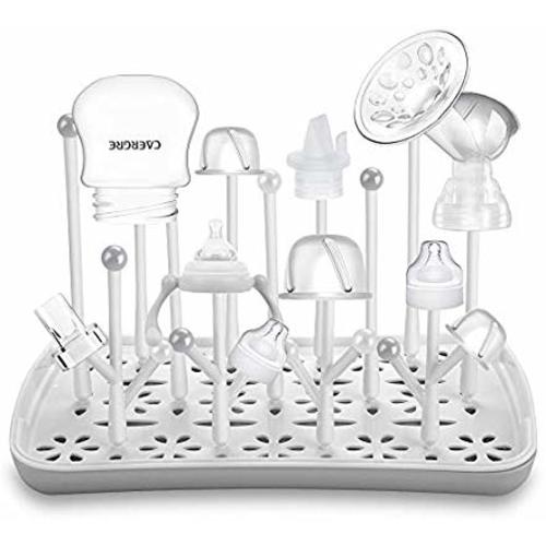 Baby Bottle Drying Rack with Tray, Termichy High Capacity Bottle Dryer Holder for Bottles, Teats, Cups, Pump Parts and Accessories, Gray