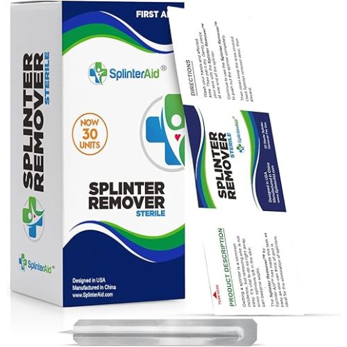 Painless Splinter Removal Kit (30-Count) | Quick, Easy Splinter Out | Compact First Aid for Home, Travel, Camping | Perfect for Hiking, Woodworking, Outdoors | No Tweezers Needed