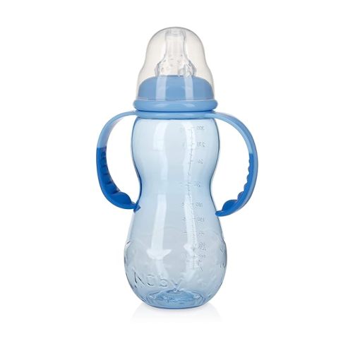 Nuby 80386 New 3 Stage Ultra Durable Tritan Grow with Me No-Spill Bottle to Cup, 10 Oz - Blue
