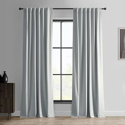 HPD Half Price Drapes Essential Solid Blackout Curtains for Bedroom 84 Inches Long (1 Panel) Thermal Insulated Blackout Curtains for Living Room Rod Pocket Window Curtains, 50W x 84L, Silver Grey