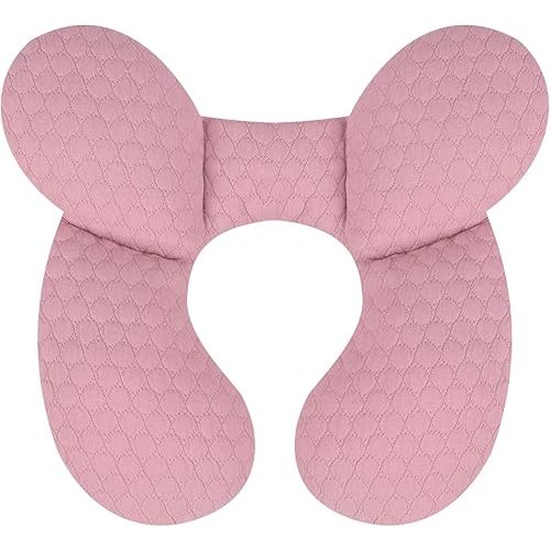 KAKIBLIN Baby Travel Pillow,Upgraded Baby Neck Pillows for Car Seat,Baby Support Pillow,Infant Neck Pillow for Toddler Head and Neck,Newborn Head Support for Car Seat,Pushchair (Pink)