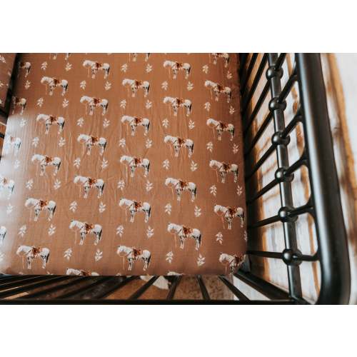 Almond Ranch Horse Bamboo Muslin Crib Sheet – Cowkid Clothing Company
