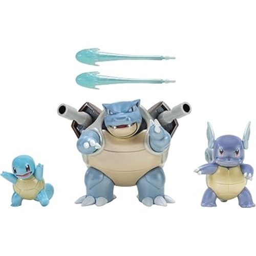 Pokémon Select Evolution 3 Pack - Features 2-Inch Squirtle, 3-Inch Wartortle & 4.5-Inch Blastoise Battle Figures - Authentic Details