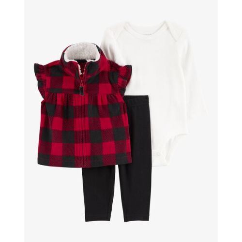 Baby 3-Piece Buffalo Check Fleece Little Vest Set - Carter's | Carter's
