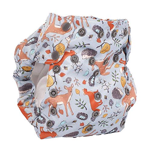 No Prep Organic Cloth Diaper – Smart Bottoms Dream Diaper 2.0 – Washable, Reusable – Natural Fiber Interior (Forest Friends)