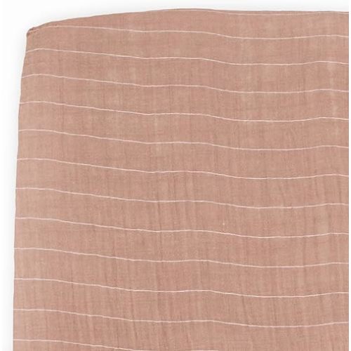 Little Unicorn Mauve Stripe Fitted Crib Sheet | 100% Cotton Muslin | Super Soft | Sized for Standard Baby Crib & Toddler Mattress | Machine Washable | 52” x 28” x 6”