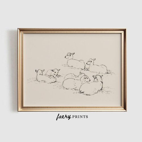 Sheep Print | Vintage PRINTABLE Wall Art | Antique Sheep Wall Art | Vintage Nursery Decor | Nursery Animal Sketch | #912